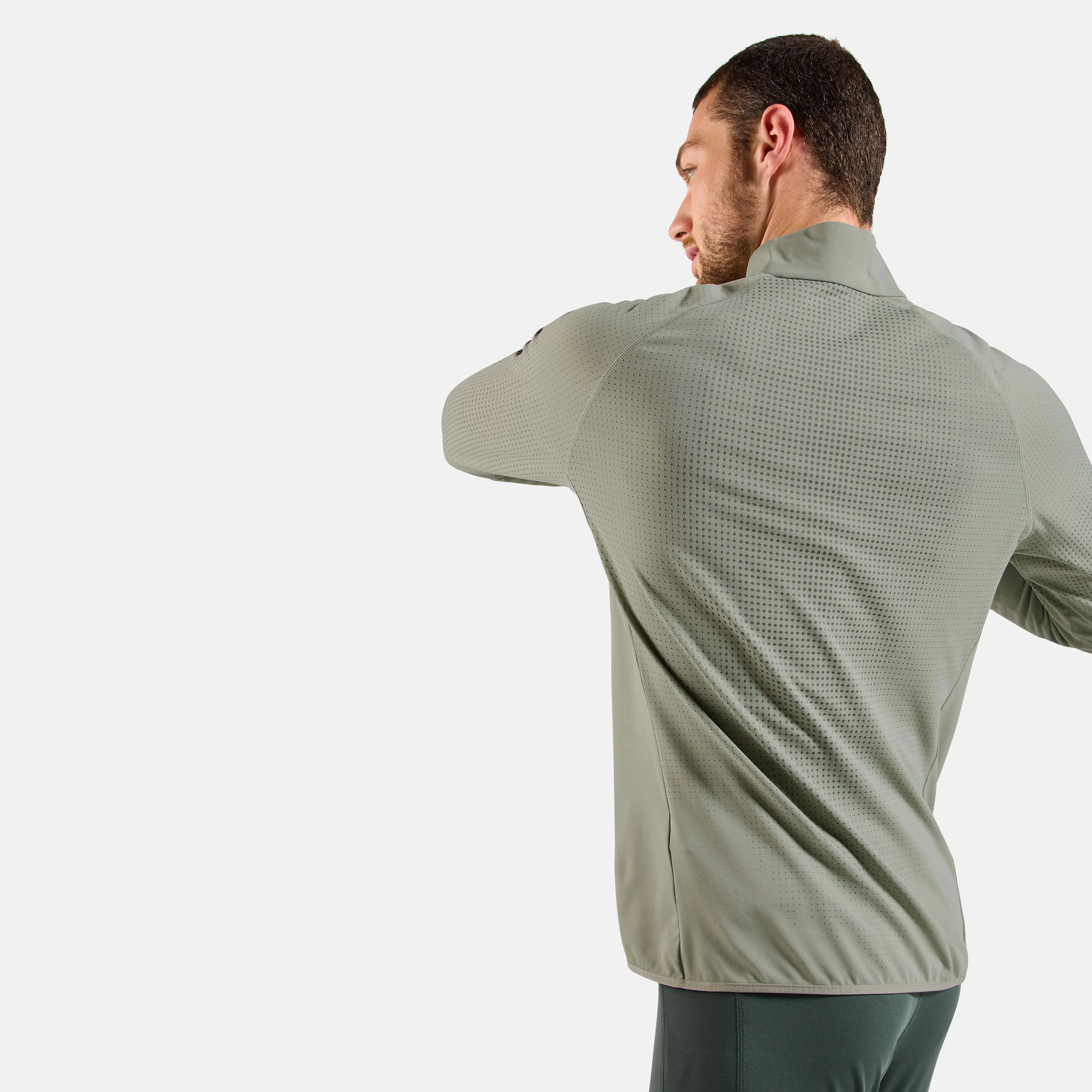 Zeroweight Warm Mid Layer 1/2 Zip Maillot De Course Hommes-Vert Olive – Image 6